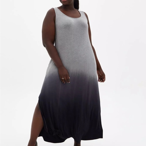torrid Dresses & Skirts - Torrid (NWT) Black Grey Ombre Side slit super soft maxi length dress